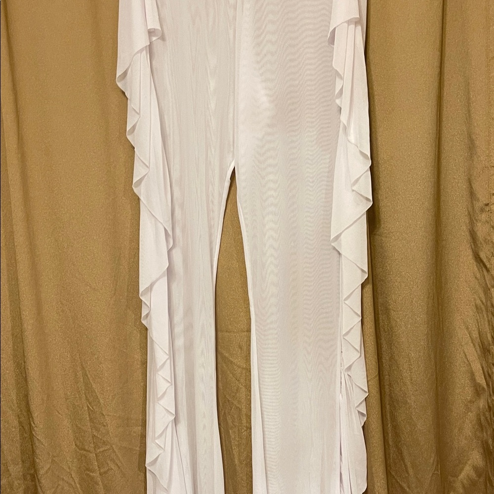 White Ruffled Pants - Picture 4 of 9